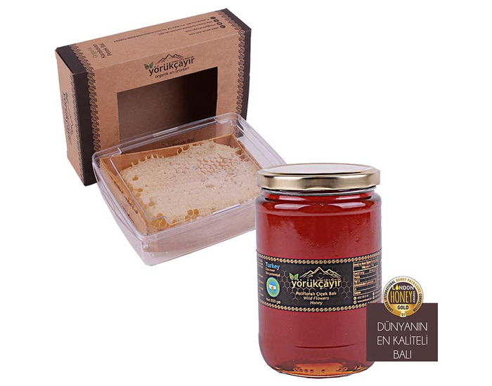Organik Poliifloralı Bal ve Petek Bal 450  Gr Lık  2 li Kampanya